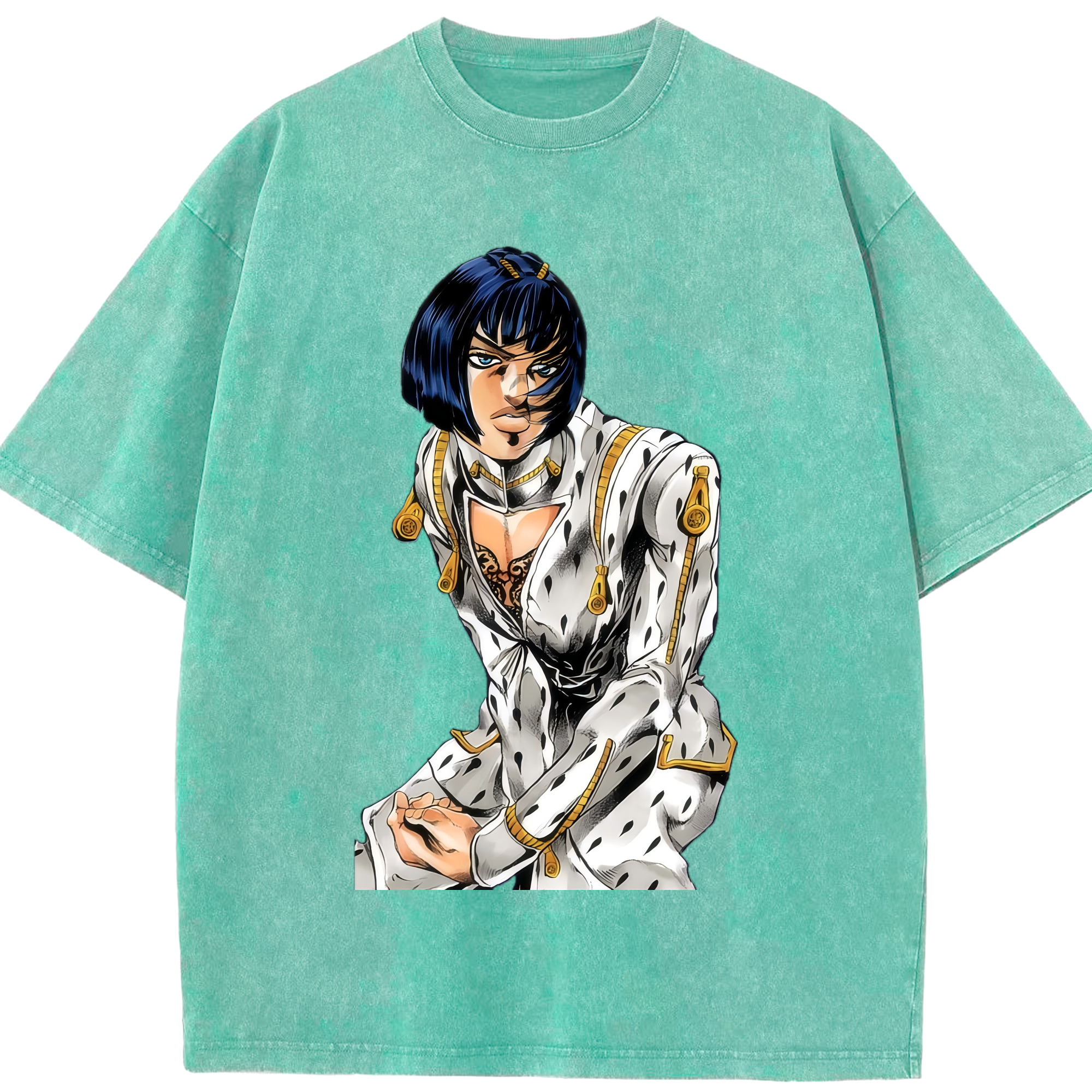 （画像用） ジョジョの奇妙な冒険 ブローノ?ブチャラティ JoJo's Bizarre Adventure Bruno Bucciarati 綿100% ヴィンテージ風 半袖Tシャツ（フロントプリント）